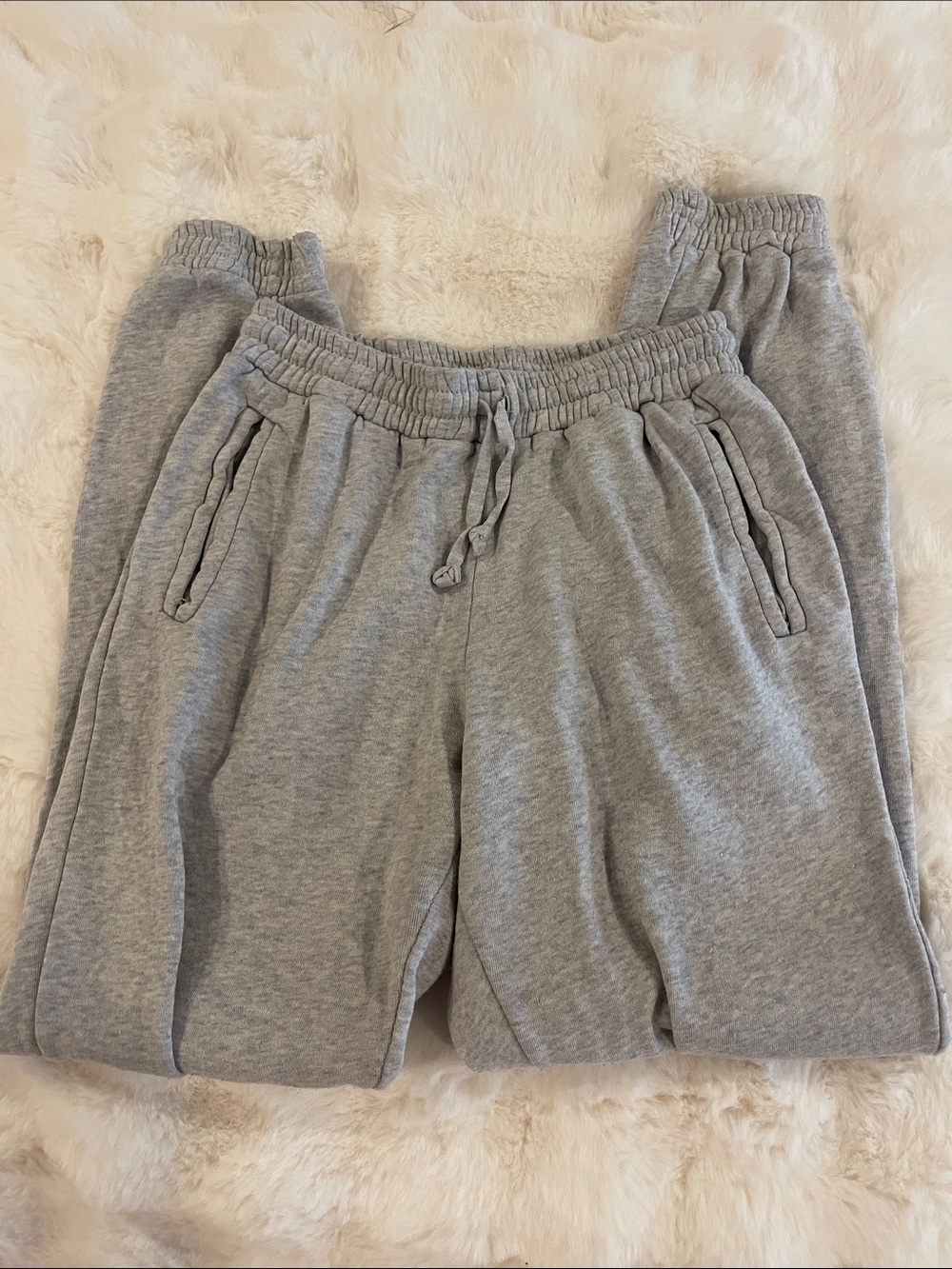 Brandy Melville Light Gray Kids Sweatpants with Drawstring